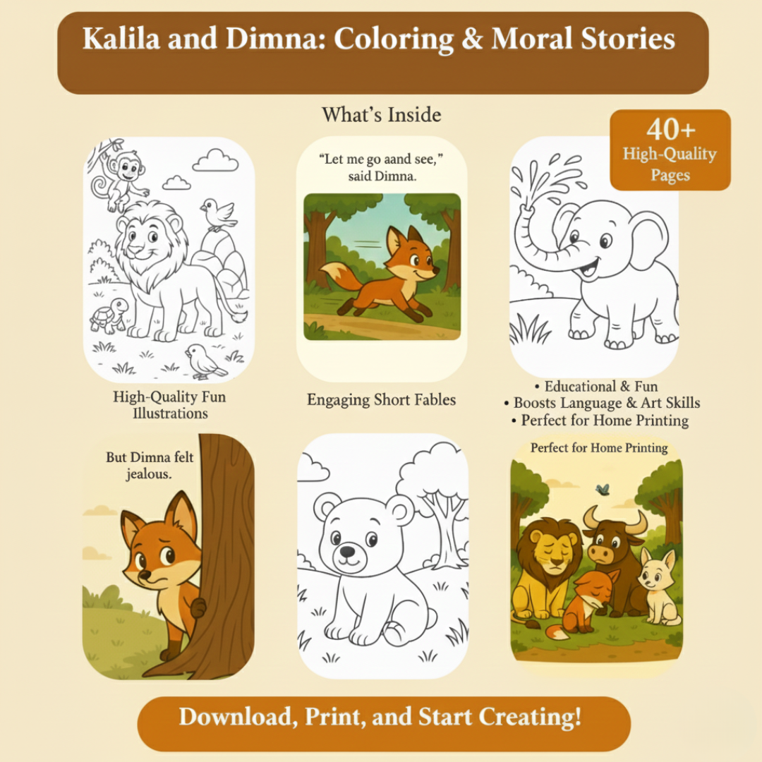 Kalila and Dimna Story & Coloring Book
